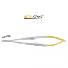 UltraGripX™ TC Castroviejo Micro Needle Holder Curved - With Lock Stainless Steel, 14.5 cm - 5 3/4"